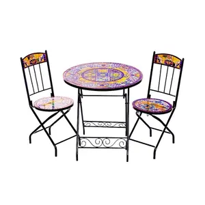 नए बैंगनी सर्दियों से सुंदर अर्थ समृद्ध पैटर्न मोज़ेक टेबल और कुर्सियां ले जाने के लिए सुविधाजनक है।