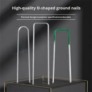 Оцинкованные U-образные крепежные шпильки для газонов, теплиц, кемпинга и использования на открытом воздухе — для усиления цементных матов и ветрозащиты грунта - Product Image 2