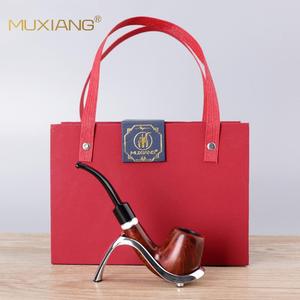 Muxiang Tobacco Pipe Gift <b>Box</b> Bent Type With Stand Red <b>Packaging</b> For Gifting - Product Image 1
