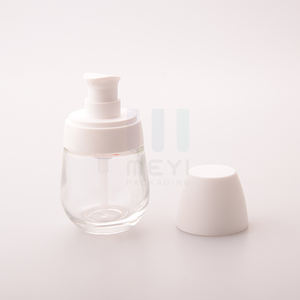 Nuevo tipo rojo <span class=keywords><strong>blanco</strong></span> oro rosa bomba <span class=keywords><strong>de</strong></span> base botellas transparentes botellas <span class=keywords><strong>de</strong></span> vidrio plano redondas vacías para loción con bomba botella <span class=keywords><strong>de</strong></span> base - Product Image 2