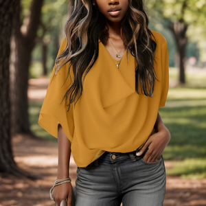 Camisa de Gasa Transparente de Color Sólido Informal de Manga Tres Cuartos para Mujer, Moda - Product Image 3