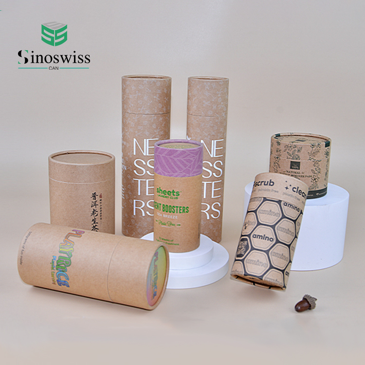 Custom Recycled Kraft Paper Cylinder Cardboard Packaging Tube Eco-Friendly Cardboard Boxes Packaging