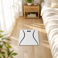 Pèse-personne intelligent numérique LCD avec fonction IMC, capacité de 180 kg, alimenté par piles, en verre trempé, pour usage domestique, pèse-personne de salle de bain