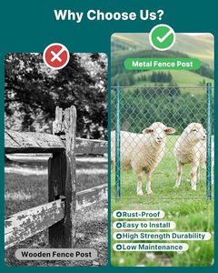 10 Pack Metal U <b>Fence</b> Posts <b>for</b> Wire <b>Fence</b> Adjustable Brackets <b>Garden</b> Stakes <b>for</b> Animal Control and Driveway Marking - Product Image 5