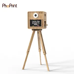 Cabine de photo numérique en bois de Dslr d'écran tactile de base portative de 15.6 pouces avec l'imprimante