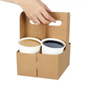 डिस्पोजेबल पर्यावरण के अनुकूल कागज गत्ता कॉफी दूर ले चाय दूध कप वाहक धारक के साथ संभाल