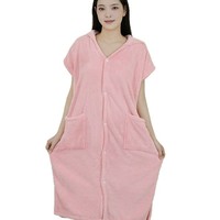 Nouveau corail velours une pièce peignoir respirant genou longueur Cape à capuche avec jupe portable pour la maison été serviette de bain grande taille