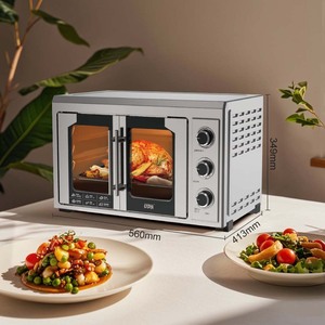 Horno Eléctrico Winning Star de 45L, Acero Inoxidable, Doble Puerta, Convección, Horno de Encimera - Product Image 2