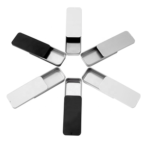 กล่องเหล็กเลื่อนสีพื้น น้ำเงิน ขาว เงิน รูปทรงสี่เหลี่ยมผืนผ้าขนาดเล็ก สำหรับใส่อาหาร ขนม ยา หรือกุญแจ - Product Image 1