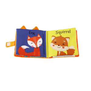 Belle broderie tigre conception impression personnalisée doux <span class=keywords><strong>bébé</strong></span> <span class=keywords><strong>livre</strong></span> tissu <span class=keywords><strong>livre</strong></span> jouet avec boucle en tissu - Product Image 2