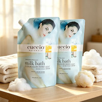 Pochette souple personnalisée avec bec verseur pour remplissage efficace, idéale pour l'emballage de gel douche et de lotion corporelle