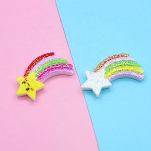 Cabochons en résine, 50 pièces assorties, motif nuage arc-en-ciel, designs de météores, Kawaii, pour enfant, cheveux ou accessoires de réfrigérateur - Product Image 5