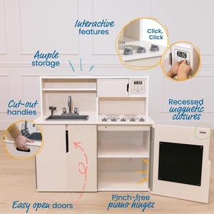 Cocina <span class=keywords><strong>para</strong></span> niños, fregadero, estufa, horno, microondas y almacenamiento, juguete de cocina de madera - Product Image 4