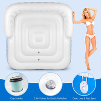Isla Flotante Inflable de PVC con Toldo Removible, para Lago o Piscina, para Entretenimiento Acuático