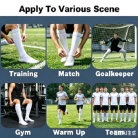 Chaussettes de sport pour hommes, longues et épaisses, de haute qualité, multicolores, antidérapantes, avec fond en tissu éponge, pour le football