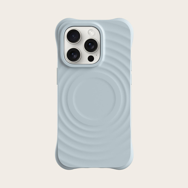 For for 15 Pro Max Custom 3D Wave Creative Liquid Silicone Case with Embossing Shockproof Magnetic Ring Holder