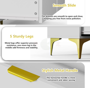<span class=keywords><strong>Commode</strong></span> moderne à <span class=keywords><strong>6</strong></span> <span class=keywords><strong>tiroirs</strong></span> avec éclairage LED, station de charge intégrée, grande <span class=keywords><strong>commode</strong></span> double pour chambre et salon - Product Image 4