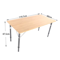 Leichter Moderner Zweifach Faltbarer Bambus-Aluminium-Tisch mit Verstellbarer Höhe für Outdoor-Dining, Camping, Picknick und Hotel