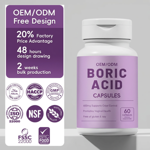 Capsules d'acide borique 600mg à marque privée OEM/ODM, Suppositoires vaginaux, Équilibre du pH, Contrôle des odeurs, Formule clinique Boric Life Veggie - Product Image 1