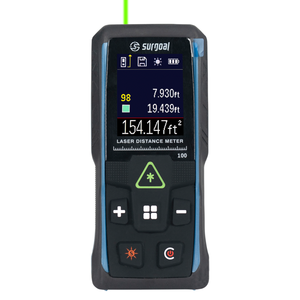 เครื่องวัดระยะด้วยเลเซอร์ลำแสงสีเขียวแบบดิจิตอล 100 ม. พร้อมจอ LCD สี, หน่วยความจำข้อมูล 100 รายการ, ฟังก์ชันแจ้งเตือนการสั่นสะเทือน - Product Image 1