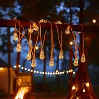 Guirlande lumineuse LED solaire d'extérieur en corde de chanvre et fil de cuivre, vintage, pour jardin et fêtes
