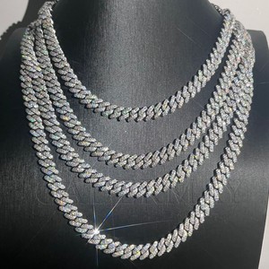 S925 Silver 8mm Moissanite Chain Necklace Micro Pave Everyday Wear Jewelry 7 8 18 20 22 24 Inch - Product Image 1