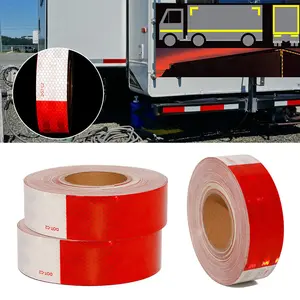 Self Adhesive DOT C2 DOT-C2 DOTC2 Red And White Prismatic Retro Reflective Reflector Tape Stickers For Vehicle Trailer Truck