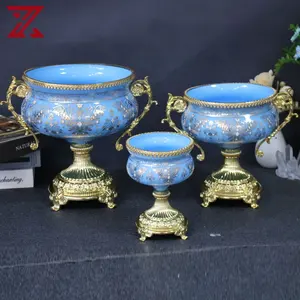 European Style Middle East Kazakhstan Uzbekistan Gold Pattern Metal Footed Bowl Plate Decoration Candy Bowl