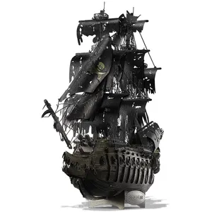 Quebra-cabeças 3D grande navio pirata O Holandês Voador navio aquático kit de brinquedos modelo para adultos artesanato