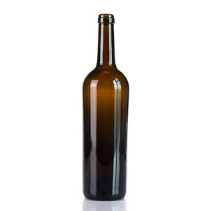 Wholesale Top Grade 750ml Amber Wine Glass Bottle For Wine Packing