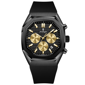 Montre multifonctionnelle pour hommes, bracelet en alliage, boîtier en acier inoxydable, cadran carré, étanche, chronographe lumineux, montre à Quartz - Product Image 2