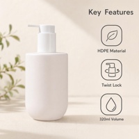 Flacon pompe à lotion HDPE 320 ml avec verrouillage gauche-droite, base ronde et épaule plate pour shampoing et gel douche