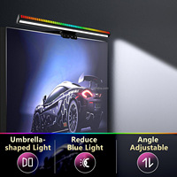 Barra de Iluminación LED Moderna de Aluminio con Alimentación por CC para PC/Laptop/TV con WiFi y Control Táctil - Lámpara de Escritorio con Protección Ocular