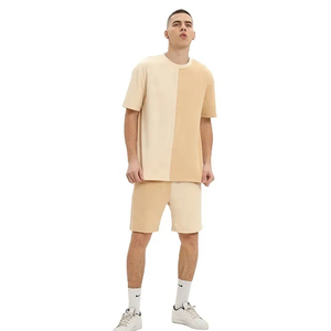 Conjuntos de verano al por mayor para hombre, conjuntos de camiseta y pantalones cortos de dos piezas, transpirables, informales, de algodón. - Product Image 6