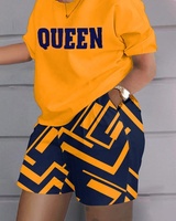 Nouvel Arrivage King Mcgreen Star : Ensemble Décontracté Deux Pièces pour Femme – Crop Top T-shirt Imprimé Lettres et Short