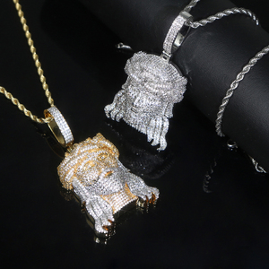 Hip Hop hommes garçon grand Christ jésus pendentif collier complet Micro pavé 5A cubique zircone CZ Cool <span class=keywords><strong>Rock</strong></span> <span class=keywords><strong>Punk</strong></span> bijoux - Product Image 6