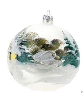 MRS مخصصة 8 كرات زجاجية بيضاء داخلية زينة شجرة عيد الميلاد مجموعة كرات عيد الميلاد لوازم الديكور بريق - Product Image 1