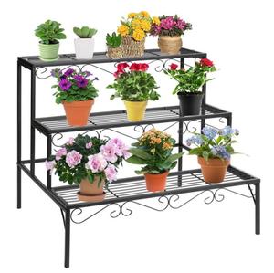 <span class=keywords><strong>Support</strong></span> à plantes en métal à 3 niveaux, style <span class=keywords><strong>escalier</strong></span>, pots et jardinières, étagère de jardin pour grand pot de fleurs, présentoir intérieur/extérieur - Product Image 1