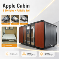 Cabine Apple préfabriquée, capsule spatiale, maison miniature modulaire prête à l'emploi, 3 puits de lumière, lit pliable, bureau, espace de vie