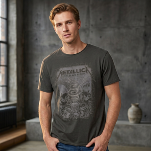 Camiseta de Algodón de Manga Corta para Hombre The Black Album, Corte Regular, Cuello Redondo, Diseño Estampado Informal, Ecológica, 320g - Product Image 1