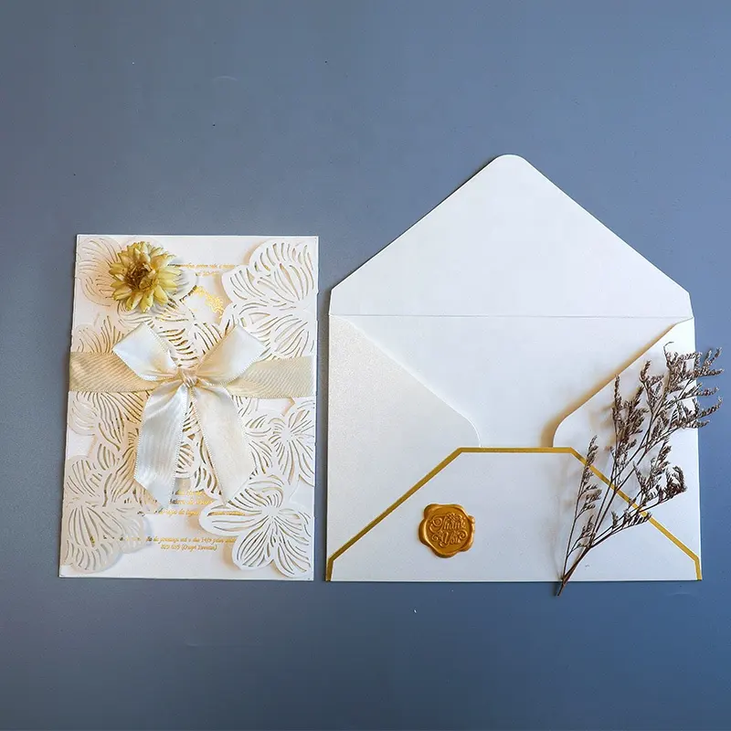 Kunden spezifische romantische transparente Acryl rose Quince anera Party Geburtstag Hochzeits einladung karte mit Umschlag und Wachs stempel