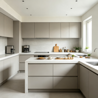 HNSJ Meuble de cuisine moderne et minimaliste en panneaux de contreplaqué, îlot cascade avec plan de travail, écologique, multifonctionnel, de luxe, facile à assembler