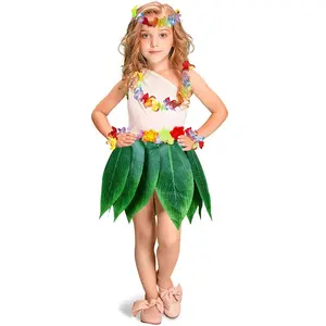 Karlniko Kids Ti Blad Hula Rok Met Hibiscus Bloem Hawaiiaanse Luau Feestartikelen Meisjes Lilo Kostuum Party Gunsten Decoraties