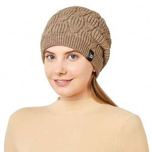 Gorros de punto de invierno con etiqueta de moda al por mayor, gorro acrílico unisex para mantener el calor con gorros con forro de felpa - Product Image 6