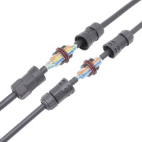 AOHUA M21 Câble de boîte de jonction 2 voies 2 broches Type L IP68 Connecteur de fil circulaire étanche Connecteur rapide