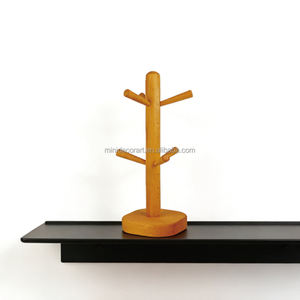 ชั้นวางแก้วไม้สองชั้นแบบไม่พับได้ ที่วางเครื่องดื่มทันสมัย สำหรับจัดระเบียบแก้วกาแฟและแก้วน้ำ บนเคาน์เตอร์ครัว - Product Image 5