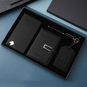 Factory Wholesale Customized Luxury Letterpress Printed PU Leather Passport Holder Travel <b>Suitcase</b> Tag Travel Notebook Gift Set - Product Image 3