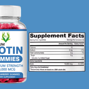 Hot Selling Premium Biotin Gummies Adult Healthcare <b>Supplement</b> Strawberry Flavored to Support Clear Skin and Immune System - Product Image 2