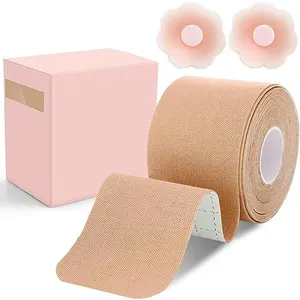 Popular Invisible Push-up Adhesive Breast Lift Tape OEM Accepted Bra Tape Nipple Cover Waterproof Cotton Elastic Boob Tape