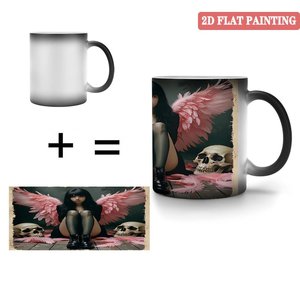 Magic <b>Cup</b> 11oz Frosted Black <b>Ceramic</b> Heat Sensitive Color Changing Kitchen Mug - Product Image 4